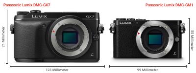 Größenvergleich: Panasonic Lumix DMC-GX7 vs. Panasonic Lumix DMC-GM1