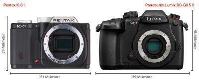 Größenvergleich: Pentax K-01 vs. Panasonic Lumix DC-GH5 II