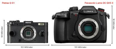 Größenvergleich: Pentax Q-S1 vs. Panasonic Lumix DC-GH5 II