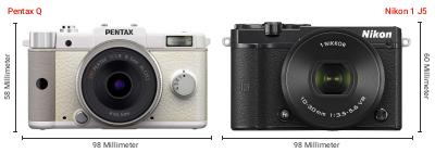 Größenvergleich: Pentax Q vs. Nikon 1 J5