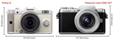Größenvergleich: Pentax Q vs. Panasonic Lumix DMC-GF7