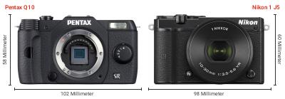 Größenvergleich: Pentax Q10 vs. Nikon 1 J5
