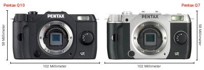 Größenvergleich: Pentax Q10 vs. Pentax Q7 Größenvergleich: Pentax Q10 vs. Pentax Q7