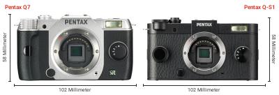 Größenvergleich: Pentax Q7 vs. Pentax Q-S1 Größenvergleich: Pentax Q7 vs. Pentax Q-S1