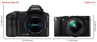 Größenvergleich: Samsung Galaxy NX vs. Fujifilm X-A1 Größenvergleich: Samsung Galaxy NX vs. Fujifilm X-A1