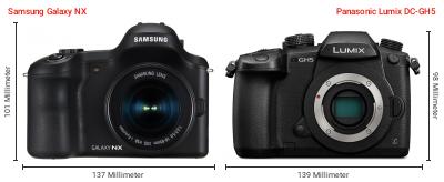 Größenvergleich: Samsung Galaxy NX vs. Panasonic Lumix DC-GH5