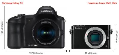 Größenvergleich: Samsung Galaxy NX vs. Panasonic Lumix DMC-GM5