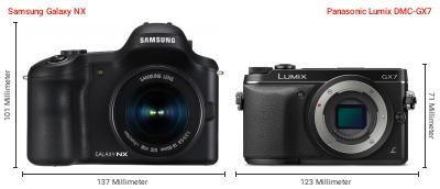 Größenvergleich: Samsung Galaxy NX vs. Panasonic Lumix DMC-GX7