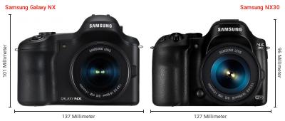 Größenvergleich: Samsung Galaxy NX vs. Samsung NX30 Größenvergleich: Samsung Galaxy NX vs. Samsung NX30