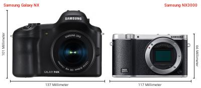 Größenvergleich: Samsung Galaxy NX vs. Samsung NX3000 Größenvergleich: Samsung Galaxy NX vs. Samsung NX3000