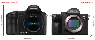 Größenvergleich: Samsung Galaxy NX vs. Sony Alpha 7 III Größenvergleich: Samsung Galaxy NX vs. Sony Alpha 7 III