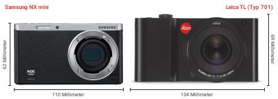 Größenvergleich: Samsung NX mini vs. Leica TL (Typ 701) Größenvergleich: Samsung NX mini vs. Leica TL (Typ 701)