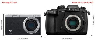 Größenvergleich: Samsung NX mini vs. Panasonic Lumix DC-GH5