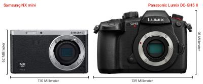 Größenvergleich: Samsung NX mini vs. Panasonic Lumix DC-GH5 II
