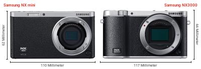 Größenvergleich: Samsung NX mini vs. Samsung NX3000 Größenvergleich: Samsung NX mini vs. Samsung NX3000