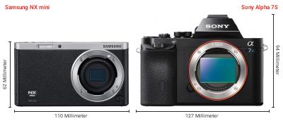 Größenvergleich: Samsung NX mini vs. Sony Alpha 7S Größenvergleich: Samsung NX mini vs. Sony Alpha 7S