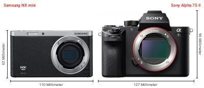 Größenvergleich: Samsung NX mini vs. Sony Alpha 7S II