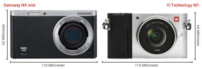 Größenvergleich: Samsung NX mini vs. YI Technology M1 Größenvergleich: Samsung NX mini vs. YI Technology M1