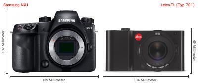 Größenvergleich: Samsung NX1 vs. Leica TL (Typ 701) Größenvergleich: Samsung NX1 vs. Leica TL (Typ 701)