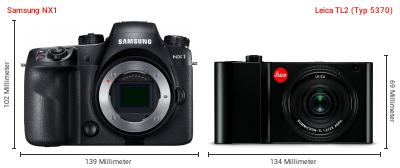 Größenvergleich: Samsung NX1 vs. Leica TL2 (Typ 5370) Größenvergleich: Samsung NX1 vs. Leica TL2 (Typ 5370)