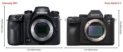 Größenvergleich: Samsung NX1 vs. Sony Alpha 9 II Größenvergleich: Samsung NX1 vs. Sony Alpha 9 II