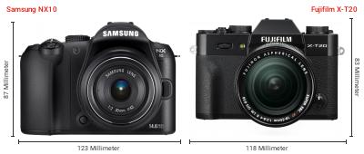 Größenvergleich: Samsung NX10 vs. Fujifilm X-T20 Größenvergleich: Samsung NX10 vs. Fujifilm X-T20