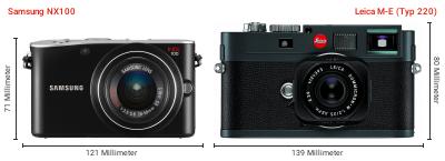 Größenvergleich: Samsung NX100 vs. Leica M-E (Typ 220) Größenvergleich: Samsung NX100 vs. Leica M-E (Typ 220)