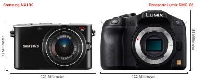 Größenvergleich: Samsung NX100 vs. Panasonic Lumix DMC-G6