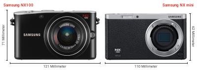 Größenvergleich: Samsung NX100 vs. Samsung NX mini Größenvergleich: Samsung NX100 vs. Samsung NX mini