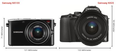 Größenvergleich: Samsung NX100 vs. Samsung NX20 Größenvergleich: Samsung NX100 vs. Samsung NX20