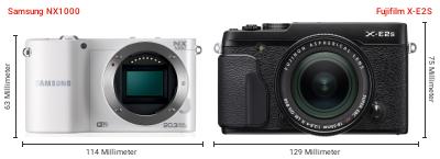 Größenvergleich: Samsung NX1000 vs. Fujifilm X-E2S Größenvergleich: Samsung NX1000 vs. Fujifilm X-E2S