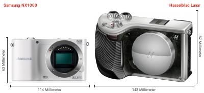 Größenvergleich: Samsung NX1000 vs. Hasselblad Lunar Größenvergleich: Samsung NX1000 vs. Hasselblad Lunar