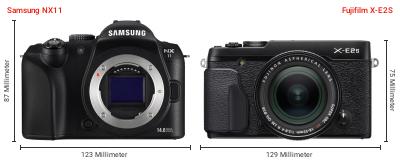 Größenvergleich: Samsung NX11 vs. Fujifilm X-E2S Größenvergleich: Samsung NX11 vs. Fujifilm X-E2S