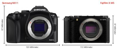 Größenvergleich: Samsung NX11 vs. Fujifilm X-M5
