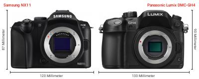 Größenvergleich: Samsung NX11 vs. Panasonic Lumix DMC-GH4