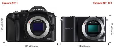Größenvergleich: Samsung NX11 vs. Samsung NX1100 Größenvergleich: Samsung NX11 vs. Samsung NX1100