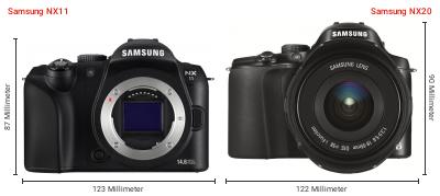Größenvergleich: Samsung NX11 vs. Samsung NX20 Größenvergleich: Samsung NX11 vs. Samsung NX20