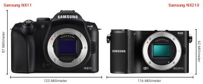 Größenvergleich: Samsung NX11 vs. Samsung NX210 Größenvergleich: Samsung NX11 vs. Samsung NX210