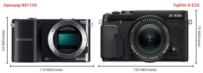 Größenvergleich: Samsung NX1100 vs. Fujifilm X-E2S