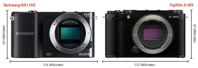 Größenvergleich: Samsung NX1100 vs. Fujifilm X-M5 Größenvergleich: Samsung NX1100 vs. Fujifilm X-M5