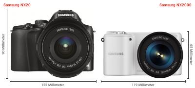 Größenvergleich: Samsung NX20 vs. Samsung NX2000 Größenvergleich: Samsung NX20 vs. Samsung NX2000