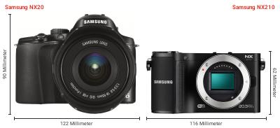 Größenvergleich: Samsung NX20 vs. Samsung NX210 Größenvergleich: Samsung NX20 vs. Samsung NX210