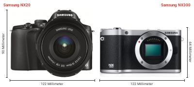 Größenvergleich: Samsung NX20 vs. Samsung NX300 Größenvergleich: Samsung NX20 vs. Samsung NX300