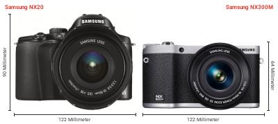 Größenvergleich: Samsung NX20 vs. Samsung NX300M Größenvergleich: Samsung NX20 vs. Samsung NX300M