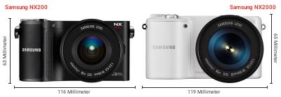 Größenvergleich: Samsung NX200 vs. Samsung NX2000 Größenvergleich: Samsung NX200 vs. Samsung NX2000