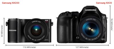 Größenvergleich: Samsung NX200 vs. Samsung NX30 Größenvergleich: Samsung NX200 vs. Samsung NX30