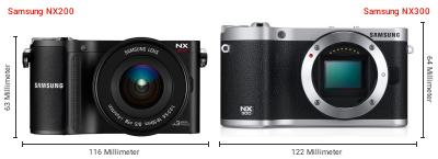 Größenvergleich: Samsung NX200 vs. Samsung NX300 Größenvergleich: Samsung NX200 vs. Samsung NX300