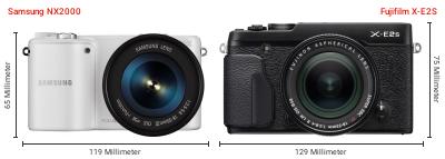 Größenvergleich: Samsung NX2000 vs. Fujifilm X-E2S Größenvergleich: Samsung NX2000 vs. Fujifilm X-E2S