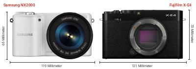 Größenvergleich: Samsung NX2000 vs. Fujifilm X-E4 Größenvergleich: Samsung NX2000 vs. Fujifilm X-E4