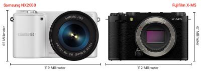 Größenvergleich: Samsung NX2000 vs. Fujifilm X-M5 Größenvergleich: Samsung NX2000 vs. Fujifilm X-M5